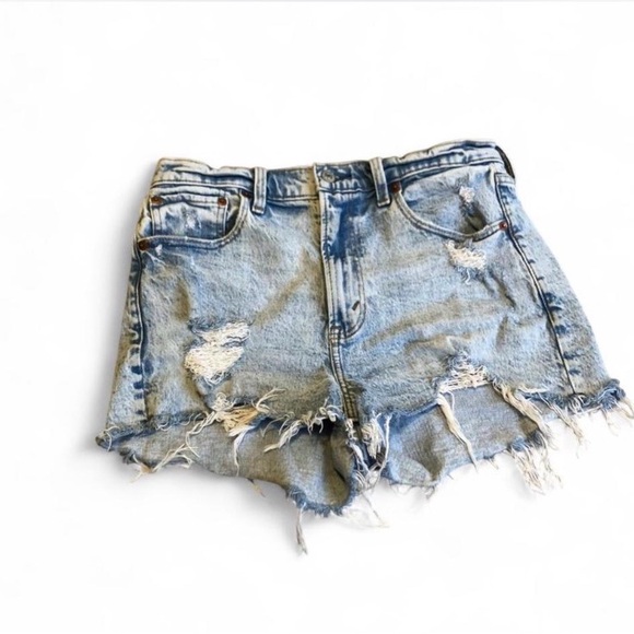 Abercrombie & Fitch Pants - Abercrombie & Fitch Light Blue Distressed Jean Shorts